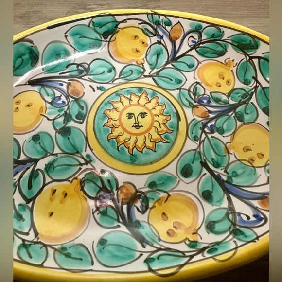 Handcrafted Sun‎ and Lemon Ceramic Wall Plate - Picture 2 of 6